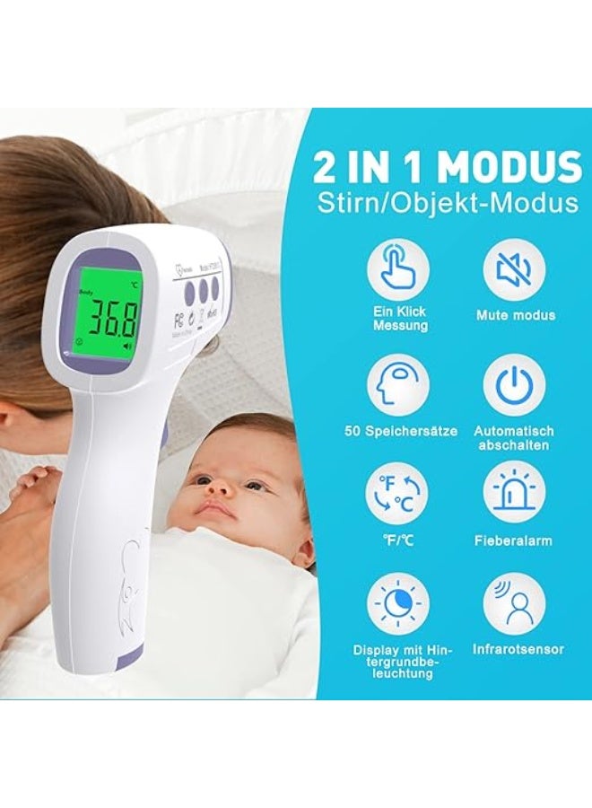 ترمومتر ديجيتال 2 في 1 لقياس حرارة الجسم والأسطح - جهاز طبي بالأشعة تحت الحمراء بدون تلامس - ميزان حرارة فوري مع تنبيه للحمى للأطفال والكبار - Image 5